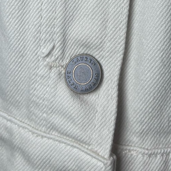 Lauren Ralph Lauren Denim Utility Shirt Dress Cream Women’s Size 6 Long Sleeve - Picture 9 of 13